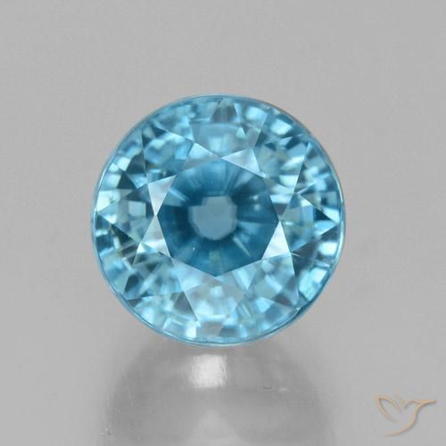 4.84ct Натуральный Средний синий Циркон, Круглый, Чистота VVS