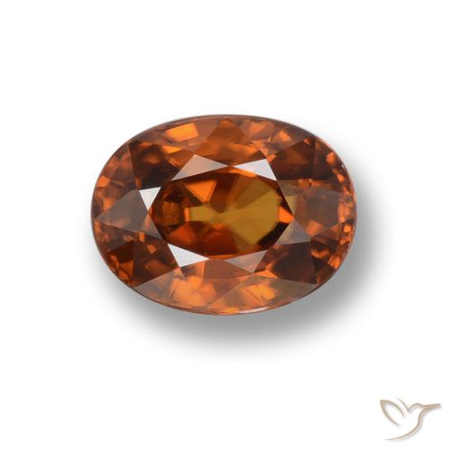 2.37ct Натуральный Средне-темно-оранжевый Циркон, Овал, Чистота VVS