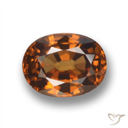 2.02ct Натуральный Средне-темно-оранжевый Циркон, Овал, Чистота VVS