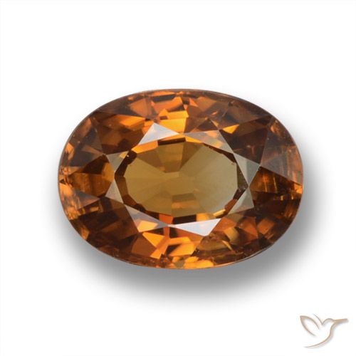 1.99ct Натуральный Средне-темно-оранжевый Циркон, Овал, VVS-VS