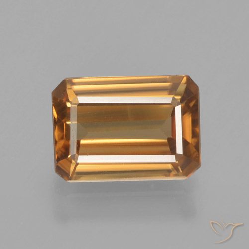 1.35ct Натуральный Темно-оранжевый Циркон, Изумрудная огранка, Чистота VVS