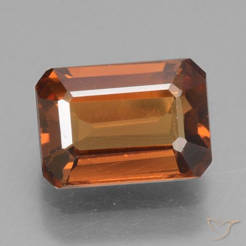 1.53ct Натуральный Темно-оранжевый Циркон, Изумрудная огранка, Чистота VVS