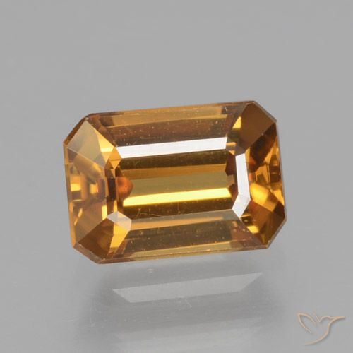 1.55ct Натуральный Оранжево-коричневый Циркон, Изумрудная огранка, VVS-VS