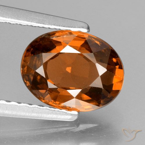 1.85ct Натуральный Темно-оранжевый Циркон, Овал, Чистота VVS
