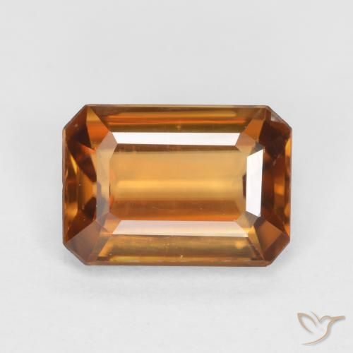 1.27ct Натуральный Темно-оранжевый Циркон, Изумрудная огранка, VVS-VS