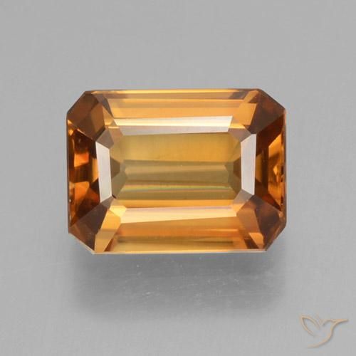 1.45ct Натуральный Земля Оранжевый Циркон, Изумрудная огранка, Чистота VVS