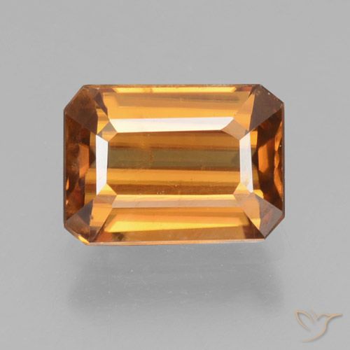 1.67ct Натуральный Темно-оранжевый Циркон, Изумрудная огранка, Чистота VVS