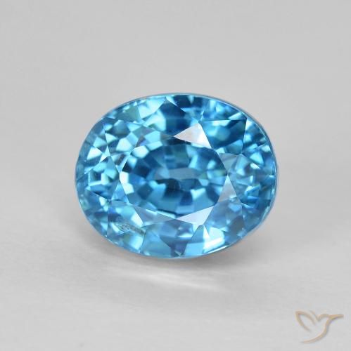 3.88ct Натуральный Лазурно-синий Циркон, Овал, Чистота VS