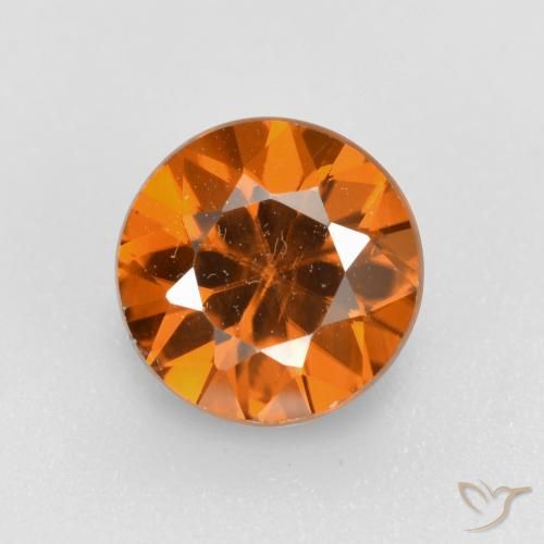 1.62ct Натуральный Средне-темно-оранжевый Циркон, Круглый, VVS-VS