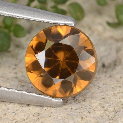 1.54ct Натуральный Средний апельсин Циркон, Круглый, VVS-VS