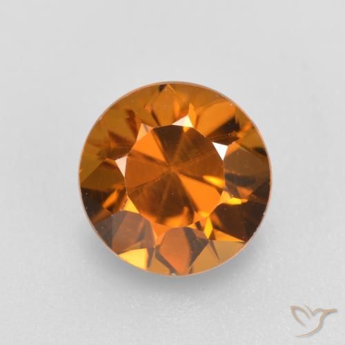 1.56ct Натуральный Средне-темно-оранжевый Циркон, Круглый, VVS-VS