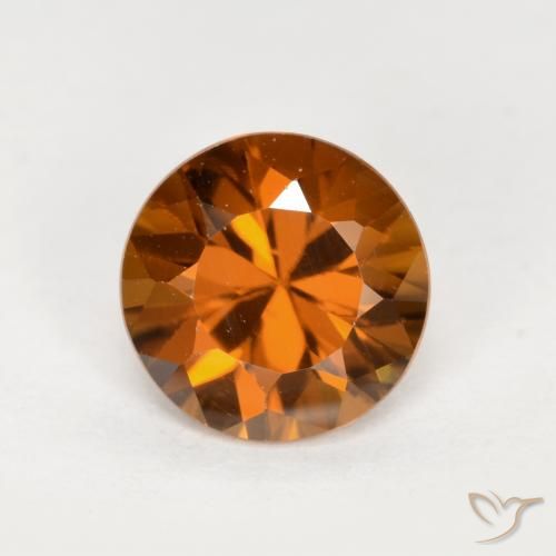 1.52ct Натуральный Средне-темно-оранжевый Циркон, Круглый, VVS-VS