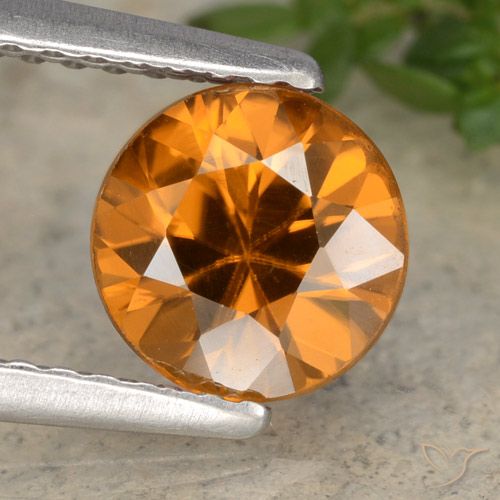 1.54ct Натуральный Оранжево-коричневый Циркон, Круглый, VVS-VS