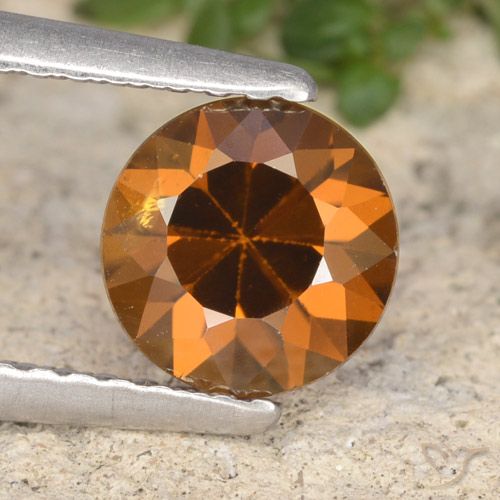 1.61ct Натуральный Землистый апельсин Циркон, Круглый, VVS-VS