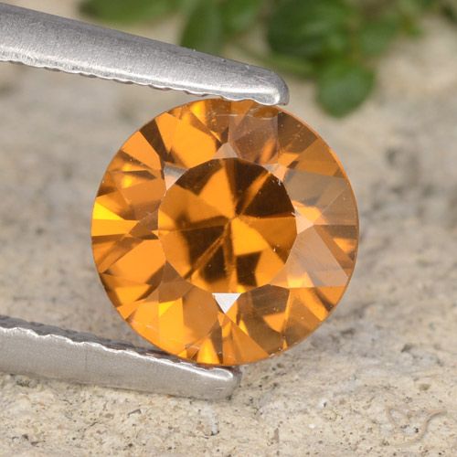 1.32ct Натуральный Темно-оранжевый Циркон, Круглый, VVS-VS