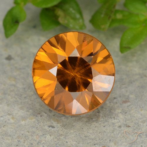 1.13ct Натуральный Абрикос Апельсин Циркон, Круглый, VVS-VS