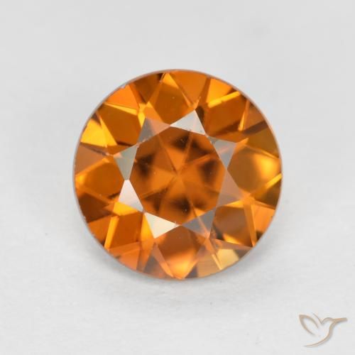 1.24ct Натуральный Средний апельсин Циркон, Круглый, VVS-VS