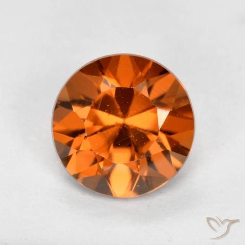 1.23ct Натуральный Средне-темно-оранжевый Циркон, Круглый, VVS-VS