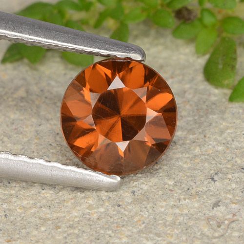 1.26ct Натуральный Красновато-оранжевый Циркон, Круглый, VVS-VS