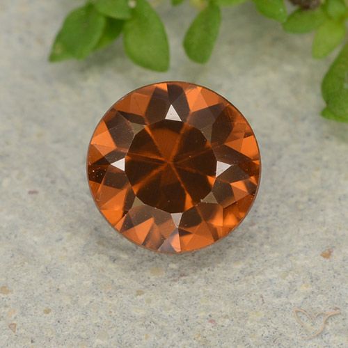 1.19ct Натуральный Темно-оранжевый Циркон, Круглый, VVS-VS