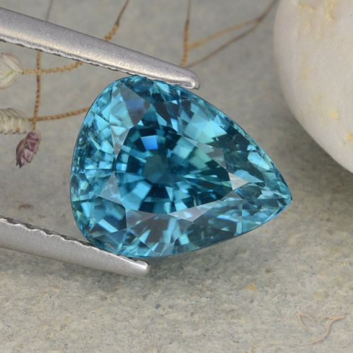 4.54ct Натуральный Светлый берлинский синий Циркон, Форма груши, Чистота VVS