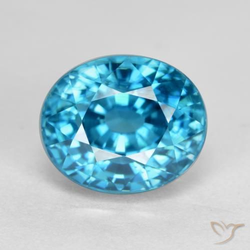 5.74ct Натуральный Электрический синий Циркон, Овал, Чистота VVS
