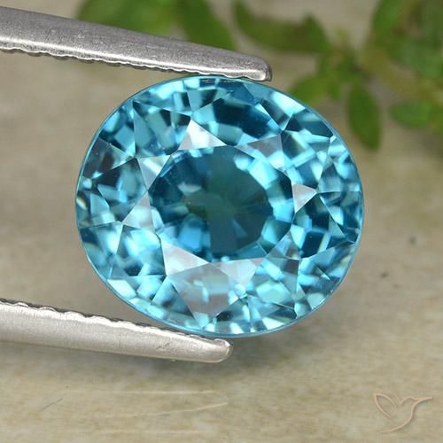 5.36ct Натуральный Средний синий Циркон, Овал, Чистота VVS