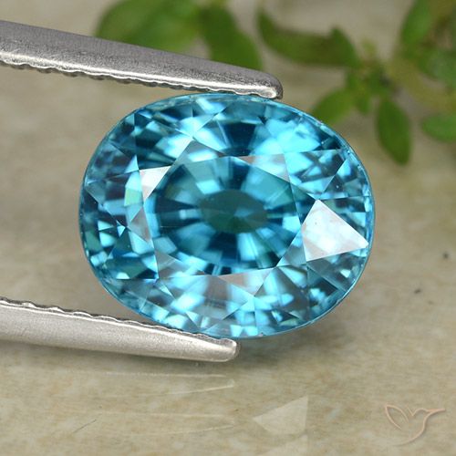 5.23ct Натуральный Синий / Голубой Циркон, Овал, Чистота VVS
