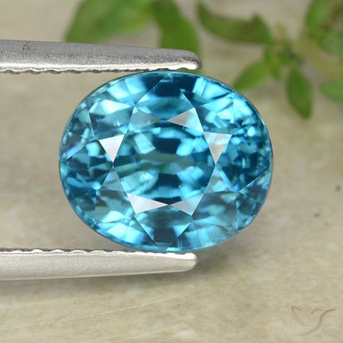 5.29ct Натуральный Средний синий Циркон, Овал, Чистота VVS