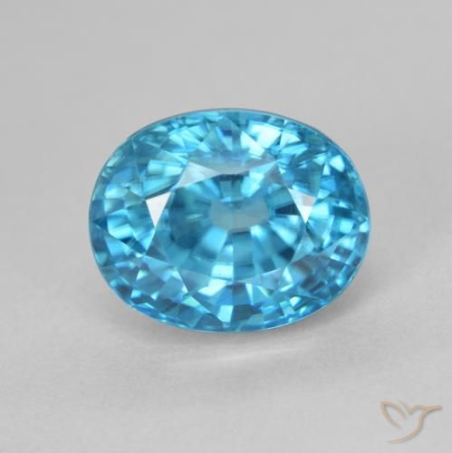 5.24ct Натуральный Электрический лазурно-синий Циркон, Овал, Чистота VVS