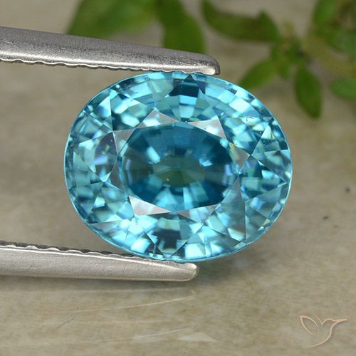4.76ct Натуральный Электрический синий Циркон, Овал, Чистота VVS