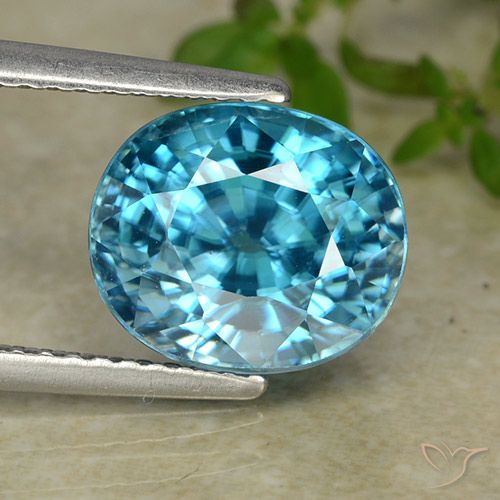 5.86ct Натуральный Электрический лазурно-синий Циркон, Овал, Чистота VVS
