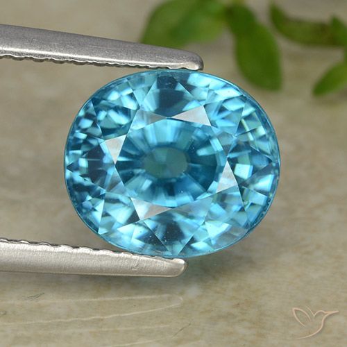 5.47ct Натуральный Синий / Голубой Циркон, Овал, Чистота VVS
