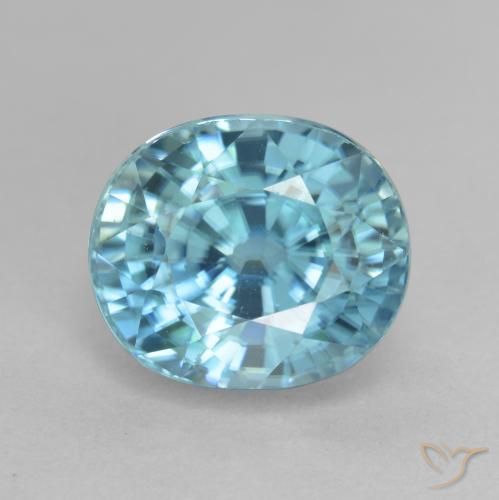 5.75ct Натуральный Зеленовато-синий Циркон, Овал, Чистота VVS