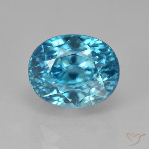 5.86ct Натуральный Электрический лазурно-синий Циркон, Овал, Чистота VVS