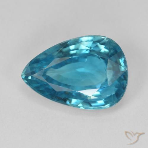 8.06ct Натуральный Средний синий Циркон, Форма груши, Чистота VVS