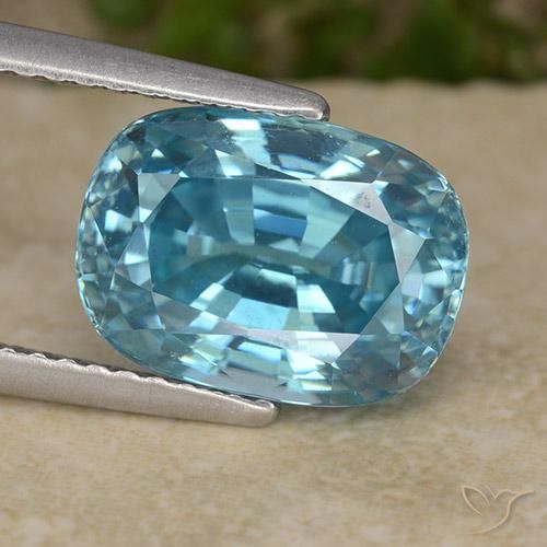 6.38ct Натуральный Средний синий Циркон, Овал, Чистота VVS