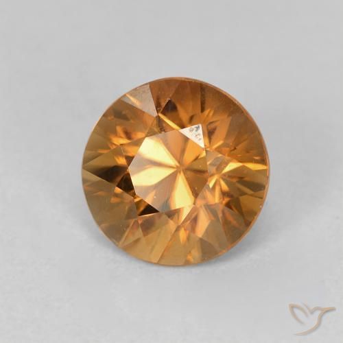 2.02ct Натуральный Темно-оранжевый Циркон, Круглый, VVS-VS