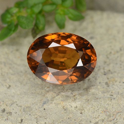 1.79ct Натуральный Темно-оранжевый Циркон, Овал, VVS-VS