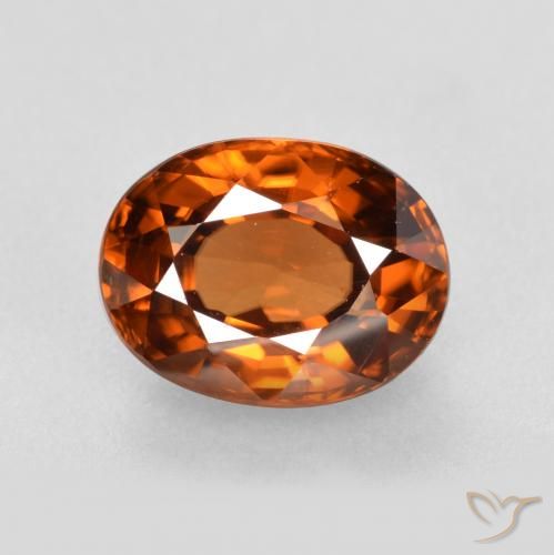 2.16ct Натуральный Темно-оранжевый Циркон, Овал, VVS-VS