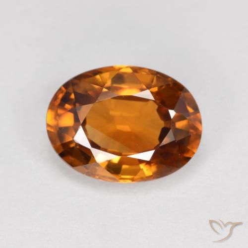 1.98ct Натуральный Средне-темно-оранжевый Циркон, Овал, VVS-VS