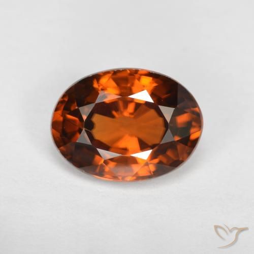 1.75ct Натуральный Темно-оранжевый Циркон, Овал, VVS-VS