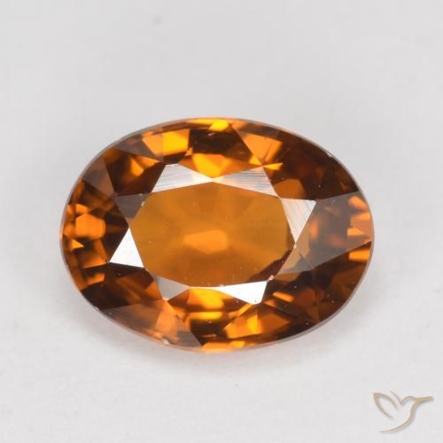 1.62ct Натуральный Глубокий коричневато-оранжевый Циркон, Овал, Чистота VVS