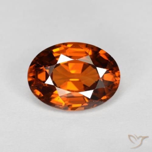 1.74ct Натуральный Темно-оранжевый Циркон, Овал, Чистота VVS