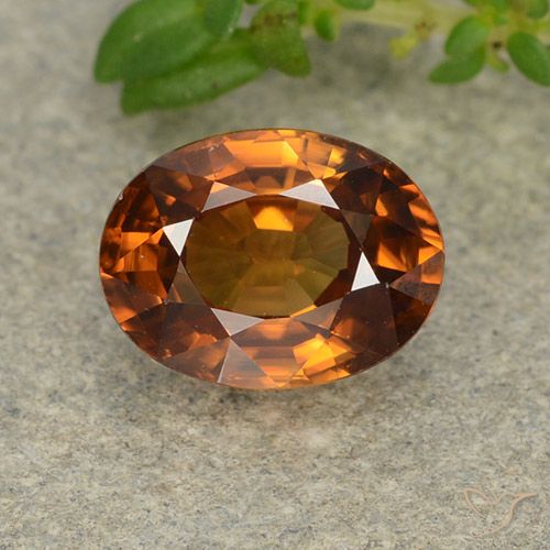 2.00ct Натуральный Средне-темно-оранжевый Циркон, Овал, VVS-VS