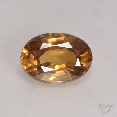 1.57ct Натуральный Золотисто-коричневый Циркон, Овал, Чистота VVS