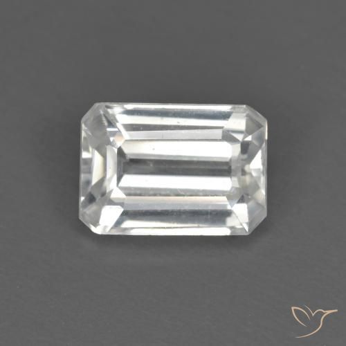 1.55ct Натуральный Белый Циркон, Изумрудная огранка, Чистота VS