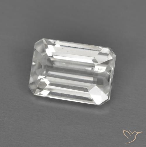 1.55ct Натуральный Белый Циркон, Изумрудная огранка, Чистота VS