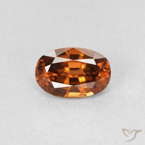 0.82ct Натуральный Medium Dark-Orange Циркон, Овал, Чистота VVS