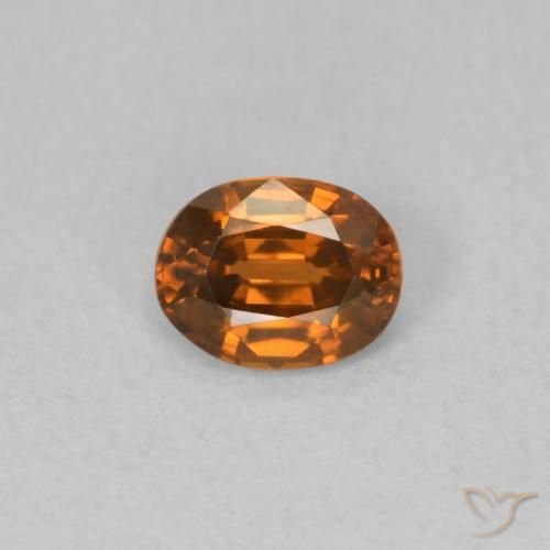 0.59ct Натуральный Темно-оранжевый Циркон, Овал, VVS-VS